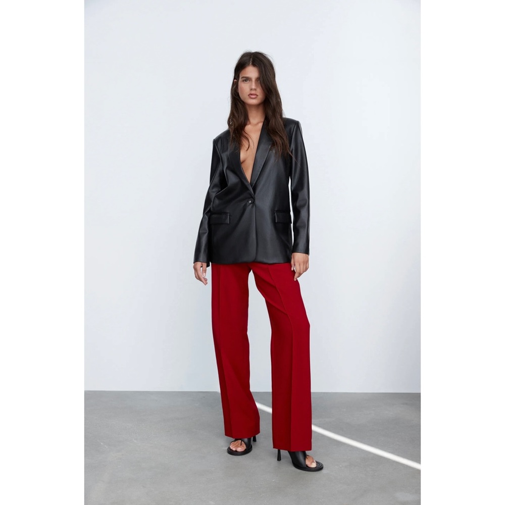 NWT ZARA FULL LENGTH FRANCOISE PANT / RED MEDIUM